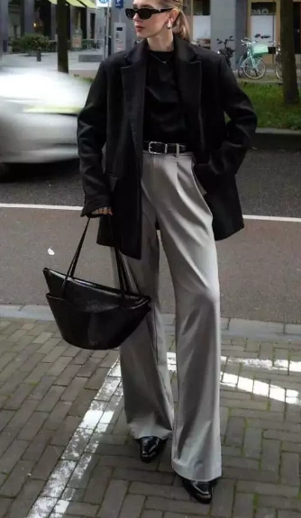 Chenjie suit jacket paired with wide leg pants, exuding a sense of luxury that can be fully extended CHENJIE MTM